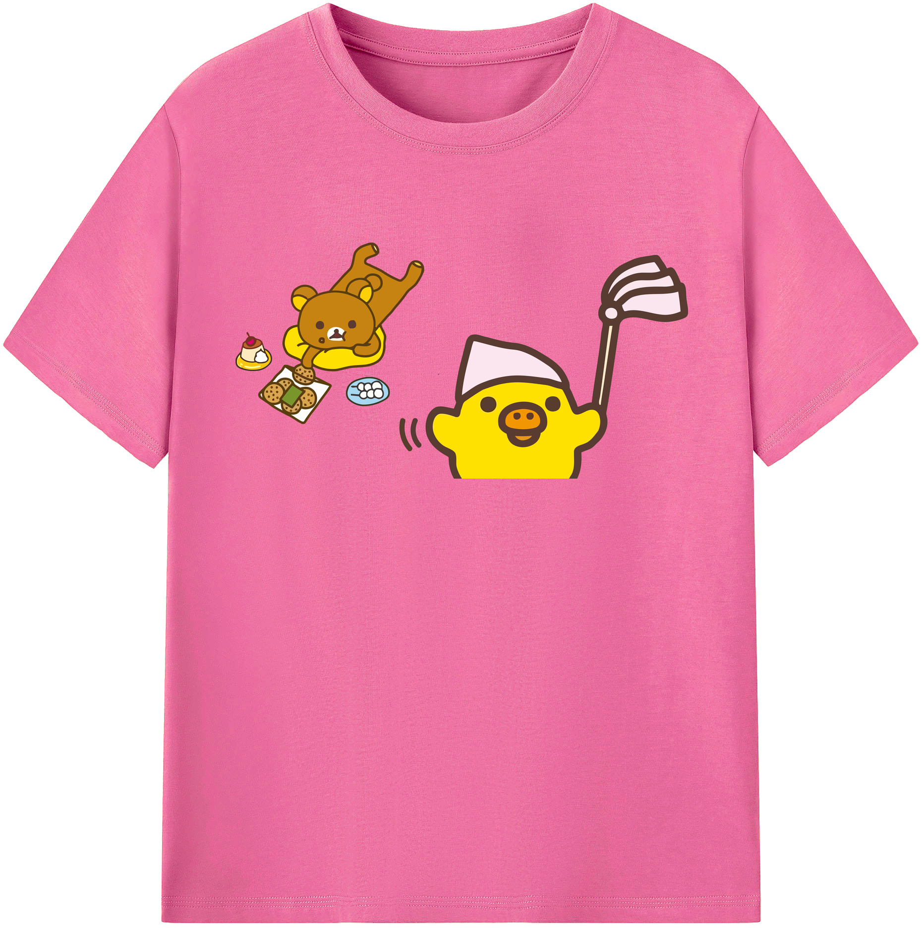 （画像用） リラックマ リラックマ キイロイトリ Rilakkuma Korilakkuma Kiiroitori レディースカジュアルプリントTシャツ（綿100％）